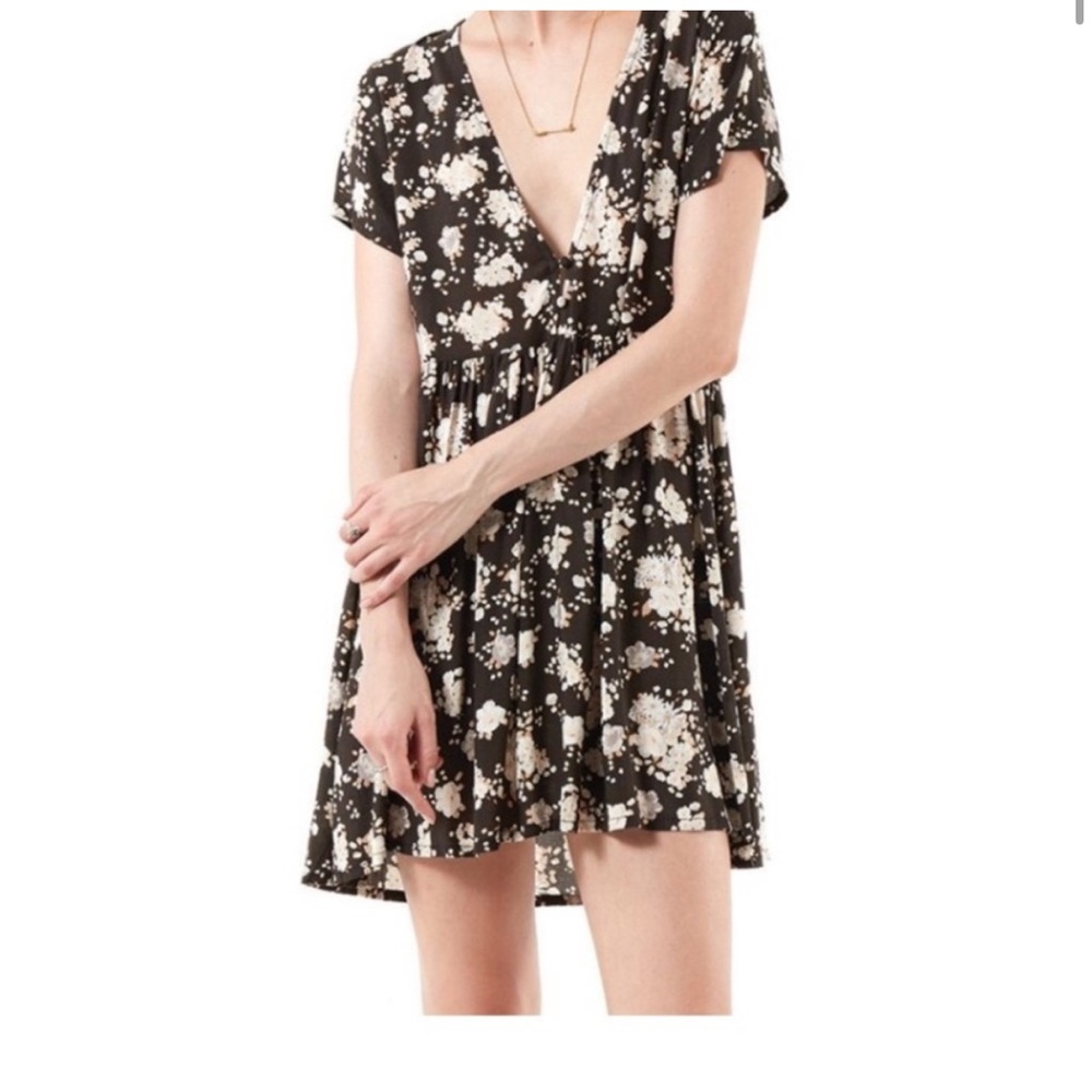 Spell Black Floral Mini Dress with Cream Flowers - Picture 3 of 14